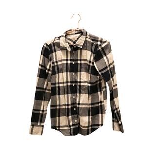 J. Crew factory Navy and White Flannel boy fit button down size small